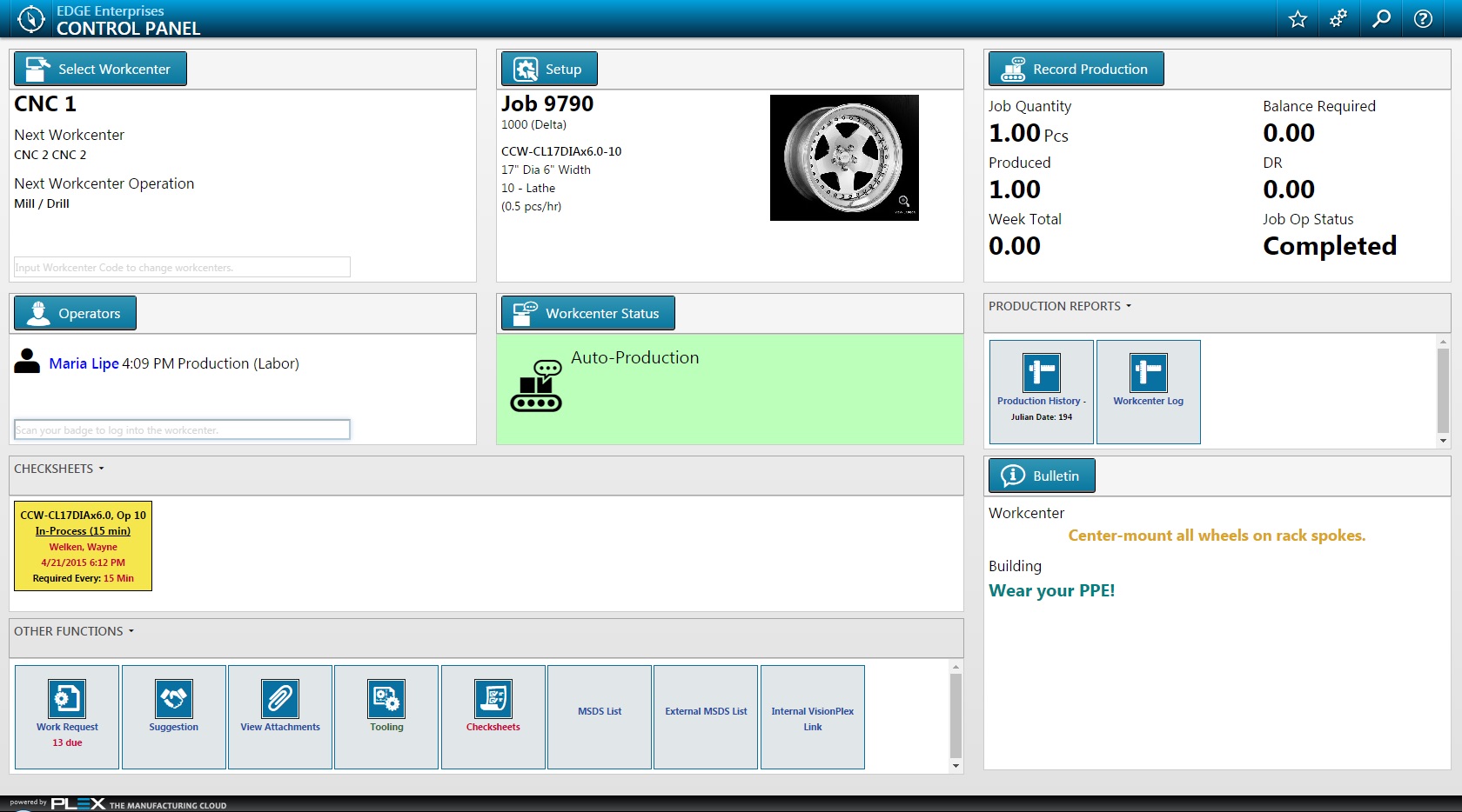 screenshot of Plex Smart Manufacturing Platform